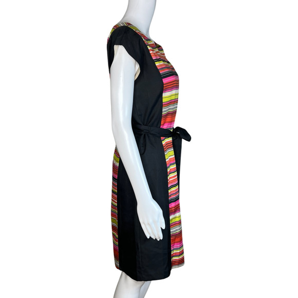Banana Republic Dress Womens‎ 6 Black Multi Striped Panel Dress Sheath Colorful - Picture 2 of 8